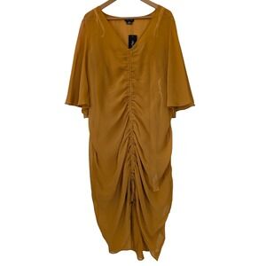 City‎ Chic Drawn Up Dress Ruched Semi-Sheer Size S / 16 Honey NWT